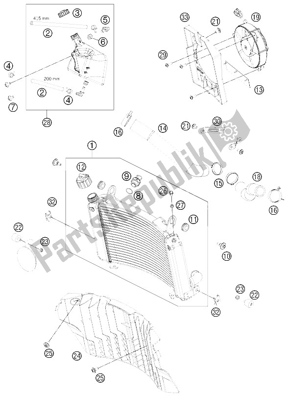 All parts for the Cooling System of the KTM 690 SMC R Australia United Kingdom 2012