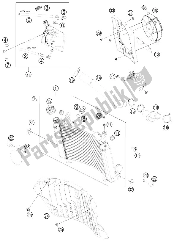 All parts for the Cooling System of the KTM 690 SMC R Europe 2012