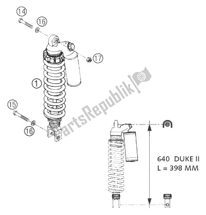 Todas las partes para Amortiguador Wp 640 Duke Ii de KTM 640 Duke II Black Europe 2003