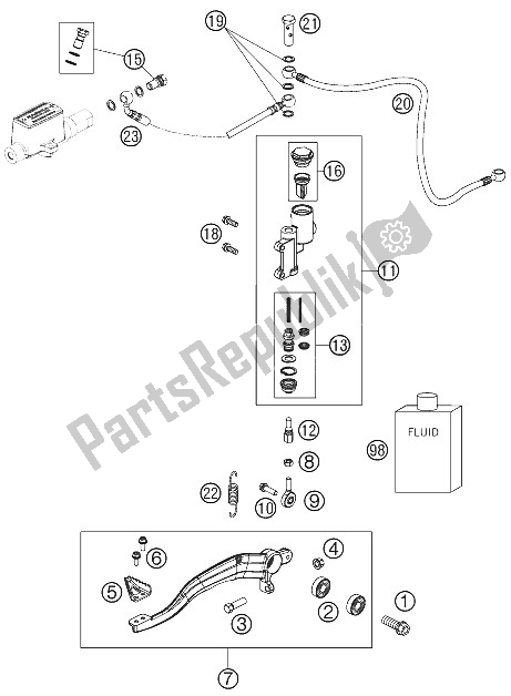 Todas las partes para Control De Freno Trasero de KTM 525 XC ATV Europe 2011