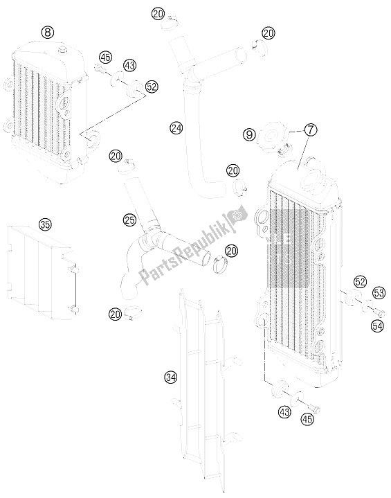 Todas las partes para Sistema De Refrigeración de KTM 85 SXS 17 14 Europe 2012