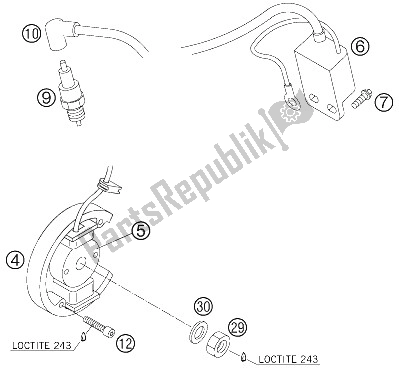 All parts for the Ignition System of the KTM 50 Senior Adventure Europe 2006