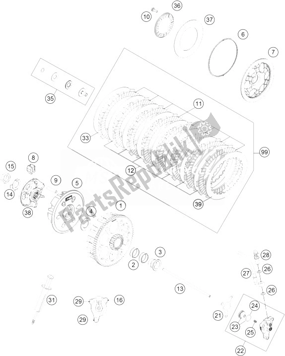 All parts for the Clutch of the KTM 450 XC F USA 2014