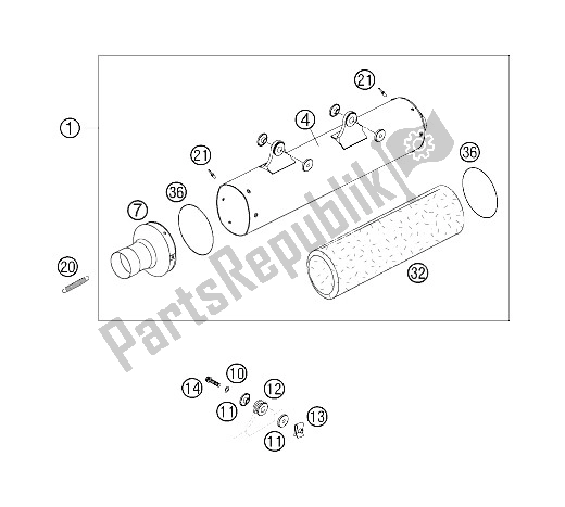 All parts for the Silencer of the KTM 450 SX Europe 2006