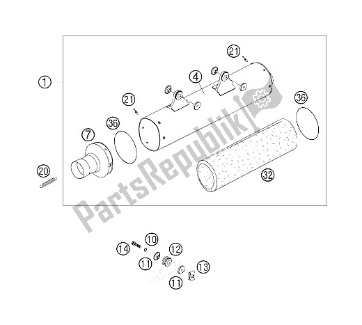 Todas las partes para Silenciador 450/525 Sx Racing de KTM 450 SXS Racing Europe 2005