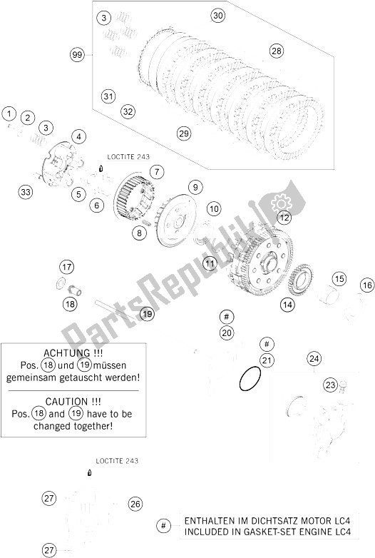 All parts for the Clutch of the KTM 690 Enduro R 09 Europe 2009