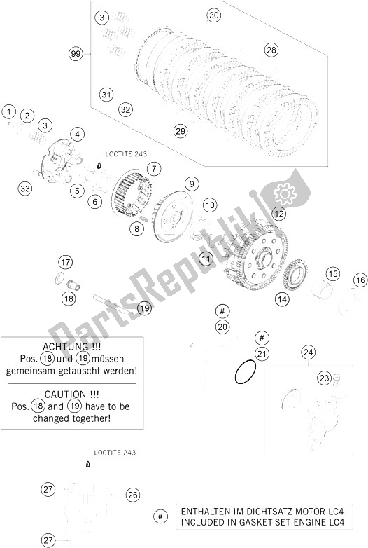 Toutes les pièces pour le Embrayage du KTM 690 SMC 09 Australia United Kingdom 2009