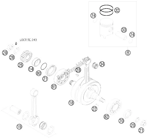 Todas las partes para Cigüeñal, Pistón de KTM 125 SXS Europe 2008