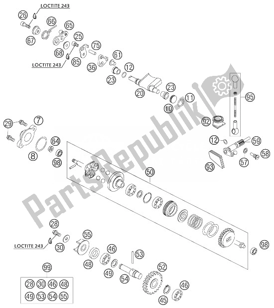 Todas as partes de Sincronismo Do Motor 85 Sx do KTM 85 SX Europe 6001D9 2004