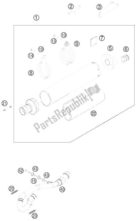 Wszystkie części do System Wydechowy KTM 250 SX F Musquin Replica 11 Europe 2011