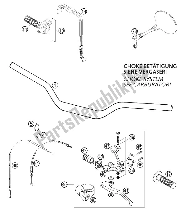 Toutes les pièces pour le Guidon, Instruments 625 Sc du KTM 625 SC Europe 2002