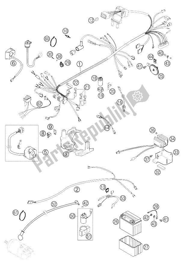 All parts for the Wiring Harness of the KTM 400 LS E MIL Europe 2005