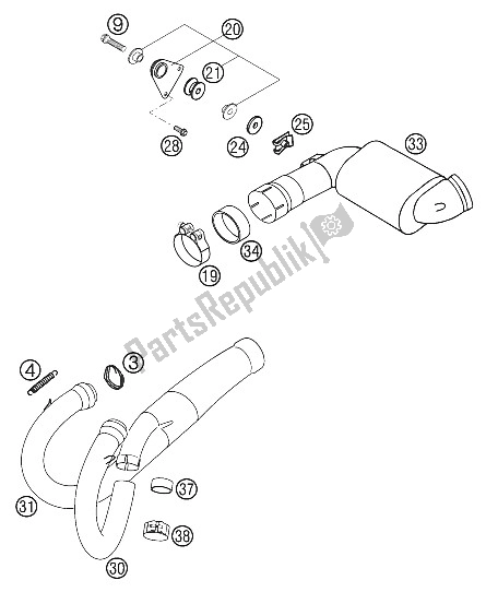 Todas las partes para Colector, Silenciador Secundario Lc4 de KTM 640 Adventure R Europe 2002