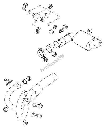 All parts for the Manifold, Sub Silencer Lc4 of the KTM 640 LC4 E ROT Europe 970326 2002