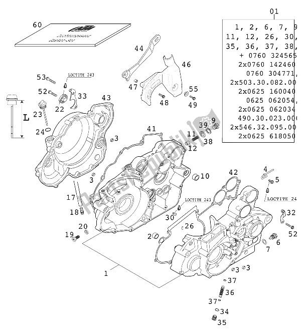 All parts for the Crankcase 400/520 Racing 20 of the KTM 520 SX Racing Europe 2000