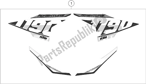 All parts for the Decal of the KTM 1190 Adventure ABS Grey CKD 15 Brazil 2015