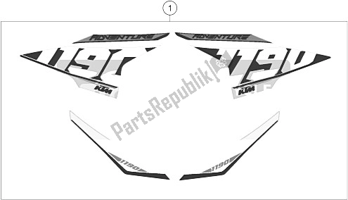 All parts for the Decal of the KTM 1190 Adventure ABS Grey Europe 2015