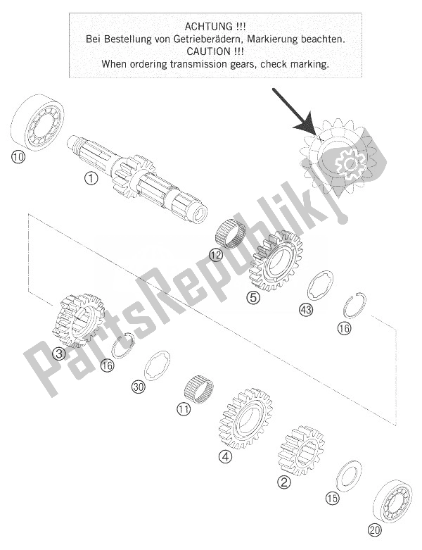 All parts for the Transmission I of the KTM 250 SX Europe 2007