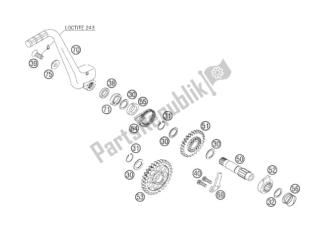 All parts for the Kickstarter of the KTM 250 EXC F Europe 2008