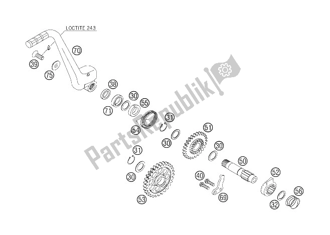 All parts for the Kickstarter of the KTM 250 SX F Europe 2006