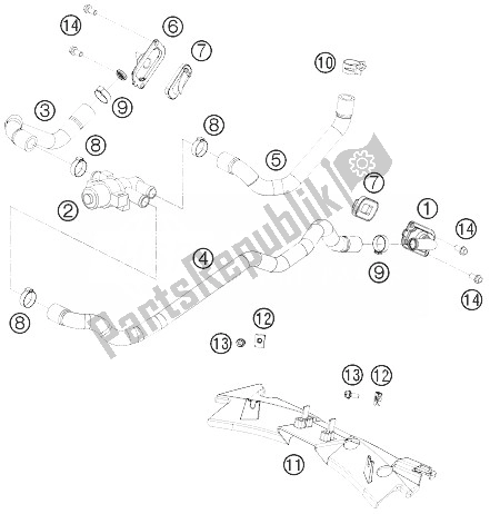 All parts for the Secondary Air System Sas of the KTM 1190 RC8 Black Australia 2010