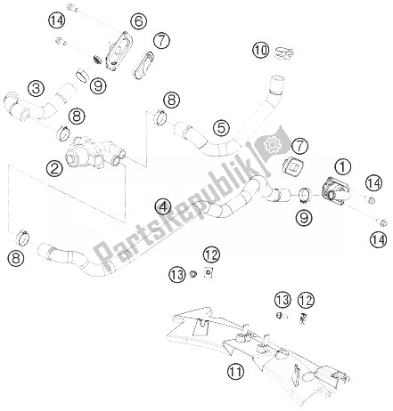 Tutte le parti per il Sistema Di Aria Secondaria Sas del KTM 1190 RC8 Orange Europe 2010