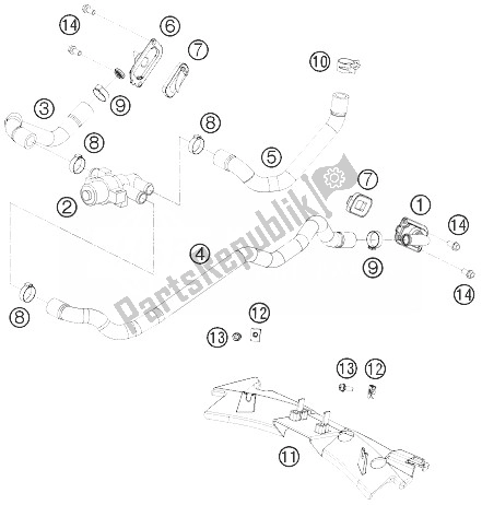 All parts for the Secondary Air System Sas of the KTM 1190 RC8 Orange Japan 2010