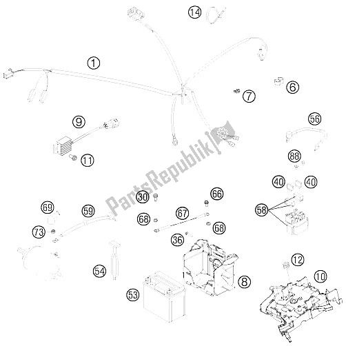 Alle onderdelen voor de Kabelboom van de KTM 250 XC Europe USA 2015