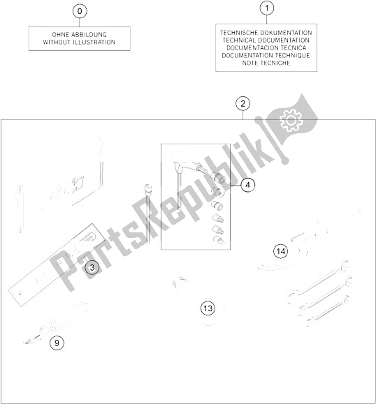 All parts for the Accessories Kit of the KTM 1290 Super Duke GT OR ABS 16 Japan 2016