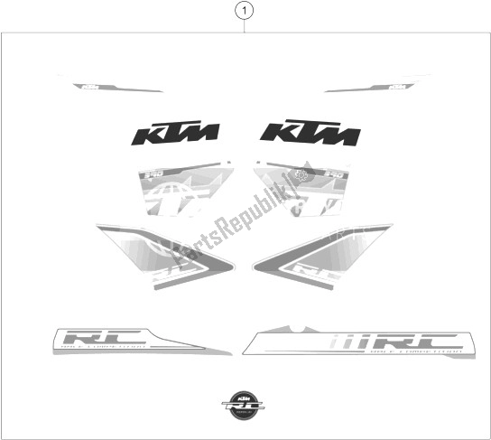 Todas las partes para Etiqueta de KTM RC 390 White ABS B D 14 Europe 2014