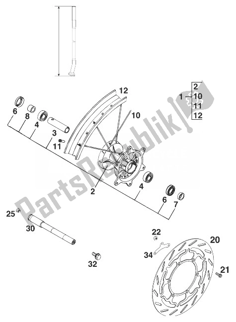 Todas as partes de Roda Dianteira 660 Rallye '99 do KTM 660 LC4 Rallye Europe 1999