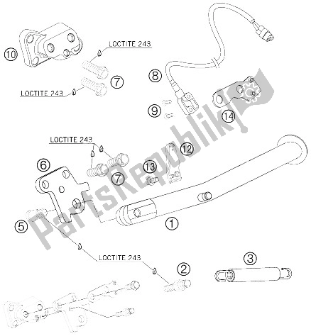 Toutes les pièces pour le Béquille Latérale du KTM 950 Supermoto Orange Australia United Kingdom 2005