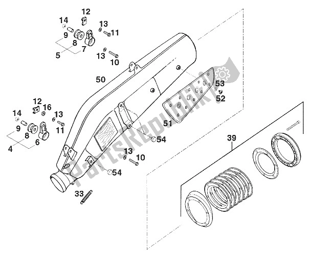 All parts for the Silencer Rxc 400/620 '96 of the KTM 400 RXC E USA 1997