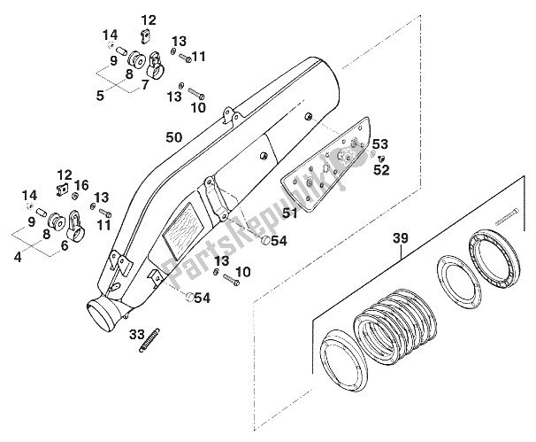 All parts for the Silencer Rxc 400/620 '96 of the KTM 620 RXC E USA 1997