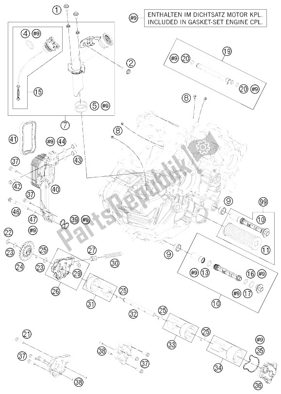Tutte le parti per il Sistema Di Lubrificazione del KTM 1190 RC8 R White Europe 2013