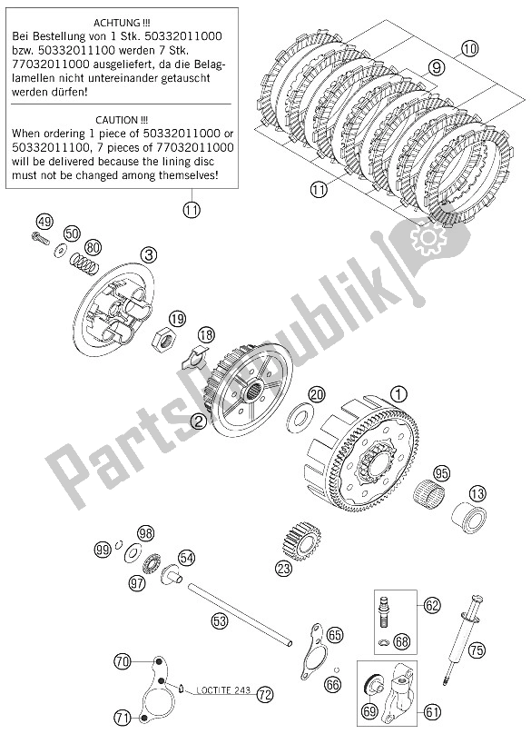 All parts for the Clutch of the KTM 125 SX Tyla Rattray Europe 2005