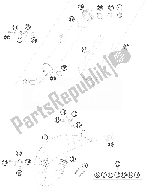 Tutte le parti per il Impianto Di Scarico del KTM 125 SX Europe 2010