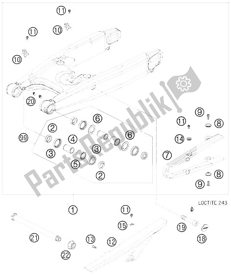 Todas las partes para Brazo Oscilante de KTM 950 Supermoto R Australia United Kingdom 2008