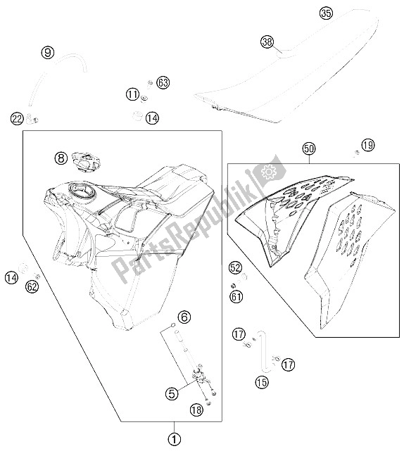 All parts for the Tank, Seat, Cover of the KTM 250 EXC Australia 2011