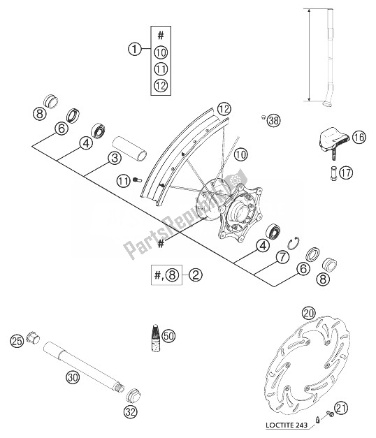 Toutes les pièces pour le Roue Avant 625 Sxc du KTM 625 SXC Europe 2003