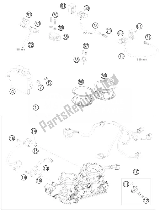 Alle onderdelen voor de Gasklephuis van de KTM 990 Supermoto R Australia United Kingdom 2010