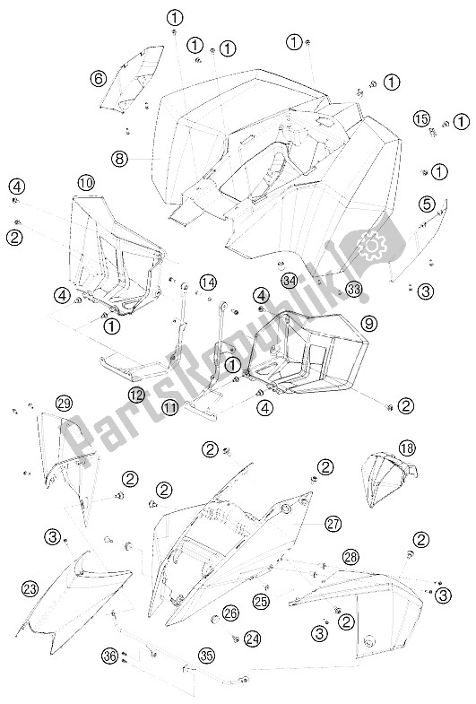 All parts for the Mask, Fenders of the KTM 450 XC ATV Europe 2009