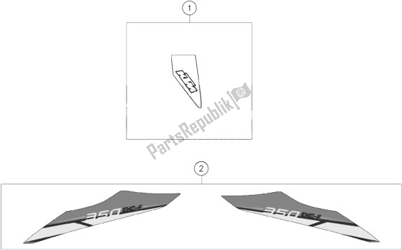 Todas as partes de Decalque do KTM 350 EXC F Australia 2014