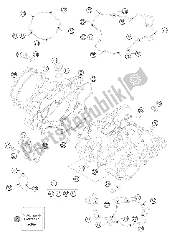 All parts for the Engine Case of the KTM 85 SX 17 14 Europe 2006