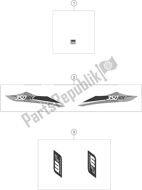 Alle onderdelen voor de Sticker van de KTM 350 EXC F CKD Brazil 2016