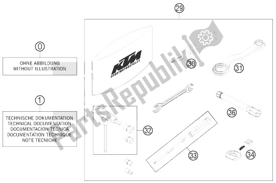 All parts for the Accessories Kit of the KTM 690 Enduro R ABS Australia 2014