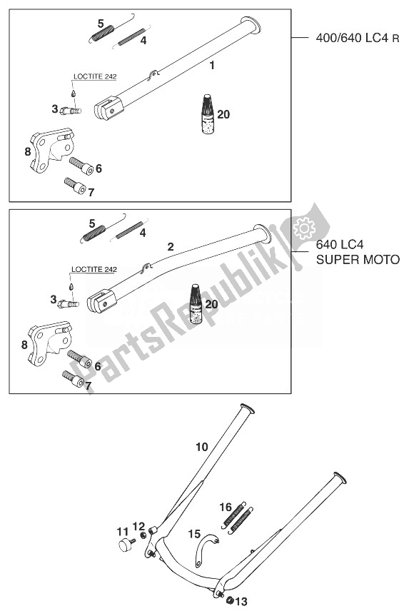 All parts for the Stand Main - Stand Side Lc4 '99 of the KTM 640 LC4 SIX Days 99 Europe 1999