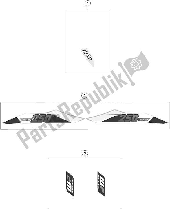 All parts for the Decal of the KTM 250 XCF W USA 2015