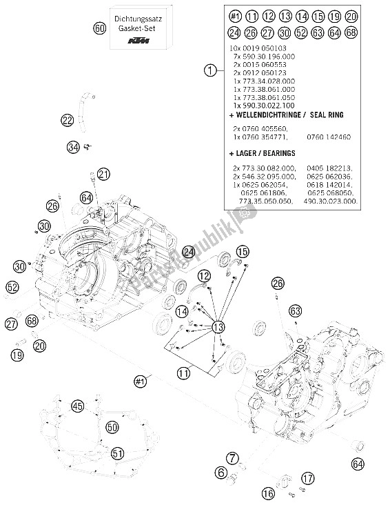 All parts for the Engine Case of the KTM 505 SX ATV Europe 2012