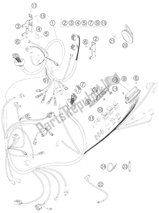 All parts for the Wiring Harness of the KTM 950 Supermoto Black Europe 2007